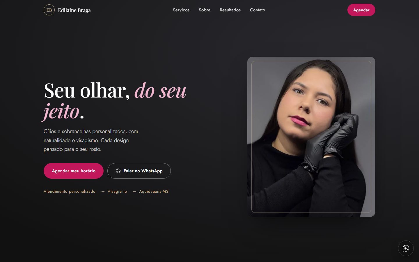 Site de Edilaine Braga, versão para computador