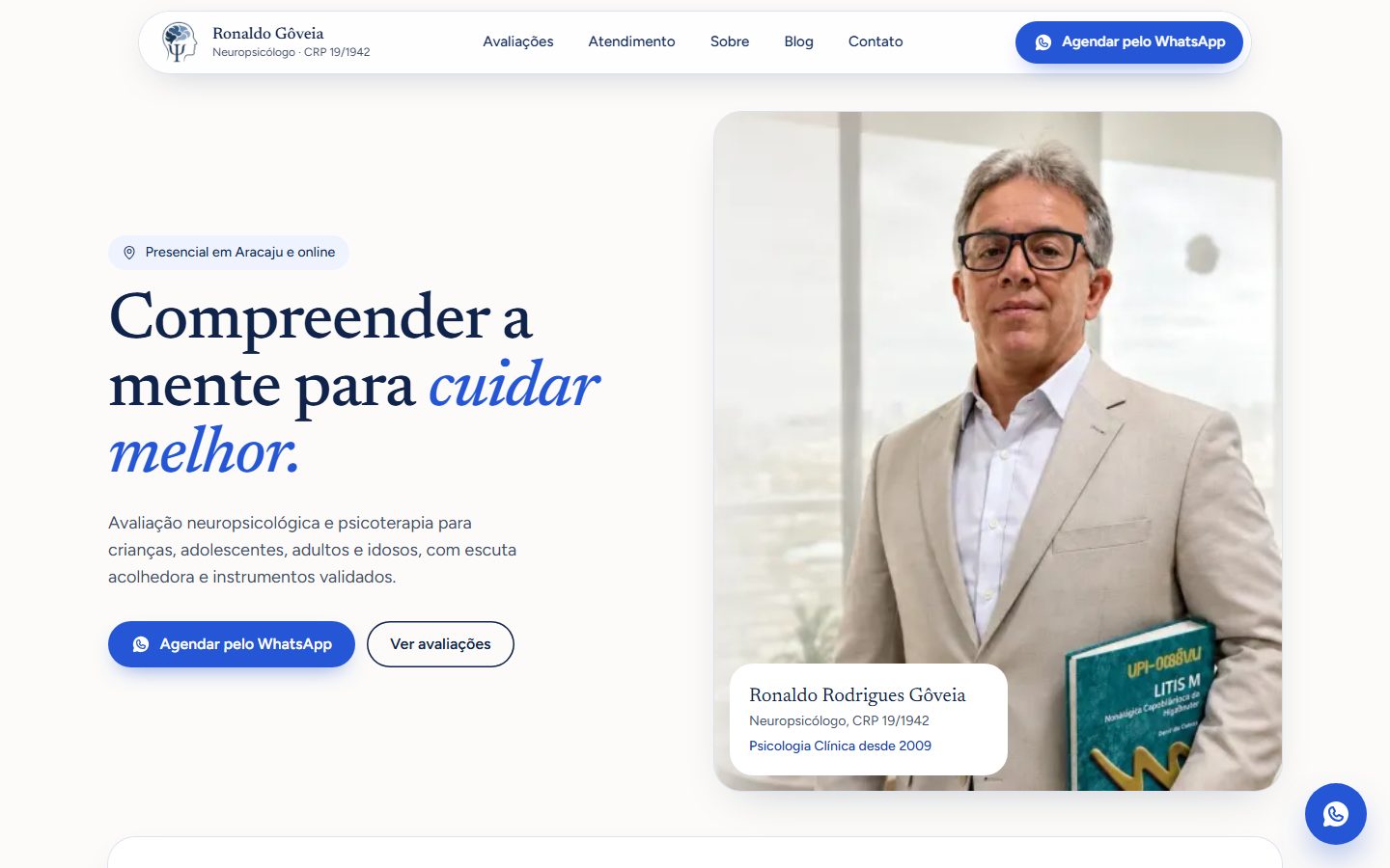 Site de Ronaldo Gôveia, versão para computador
