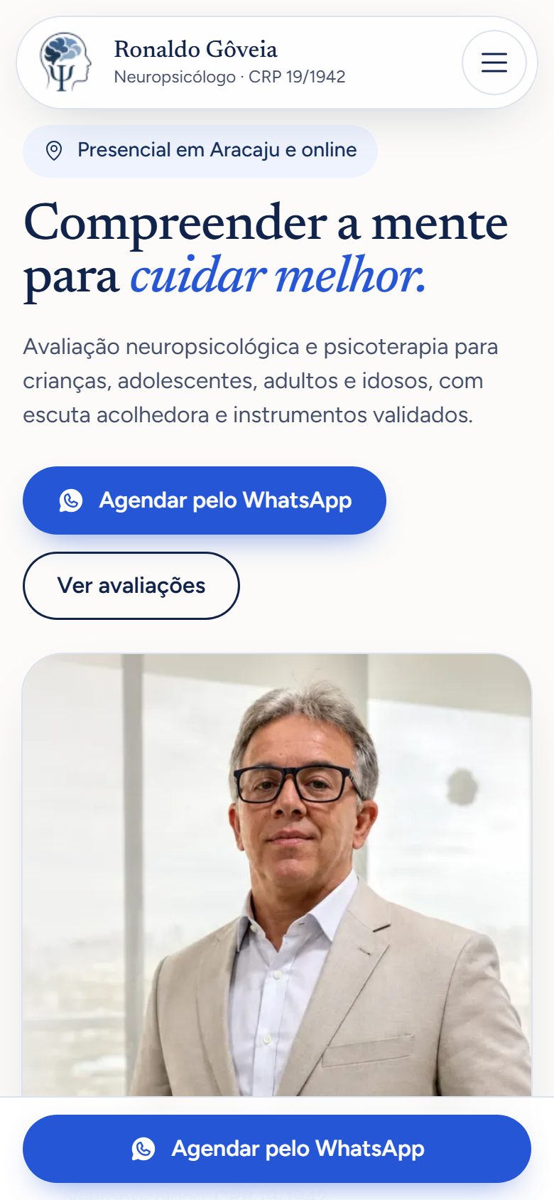 Site de Ronaldo Gôveia, versão para celular